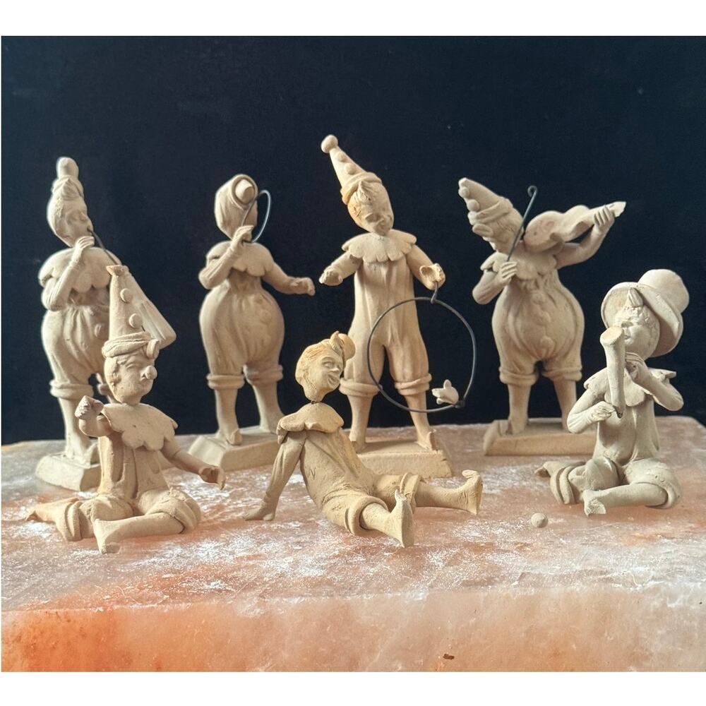 CLOWNCORE✨ Vintage Bisque Ceramic Clown Band Set 🤡 7pc Circus Musicians